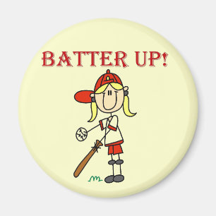 Íman Camisas Vermelhas de Softbol Feminino Batter Up e