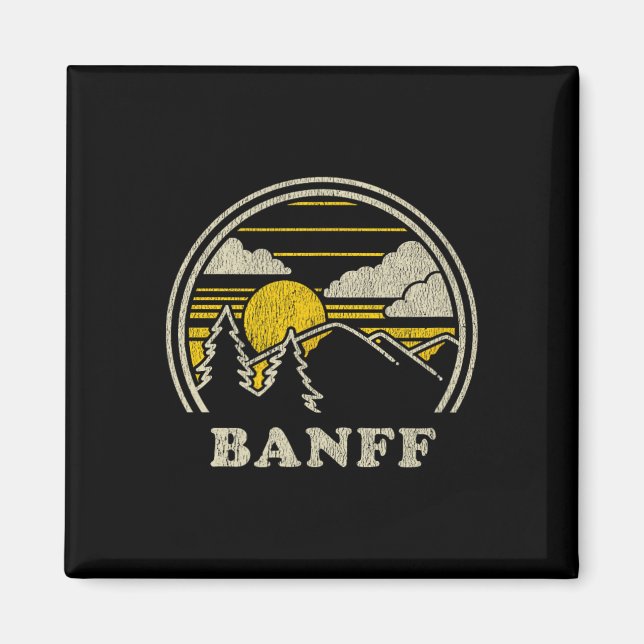 Íman Camiseta Banff Alberta Canadá Vintage Caminhada Mo (Frente)