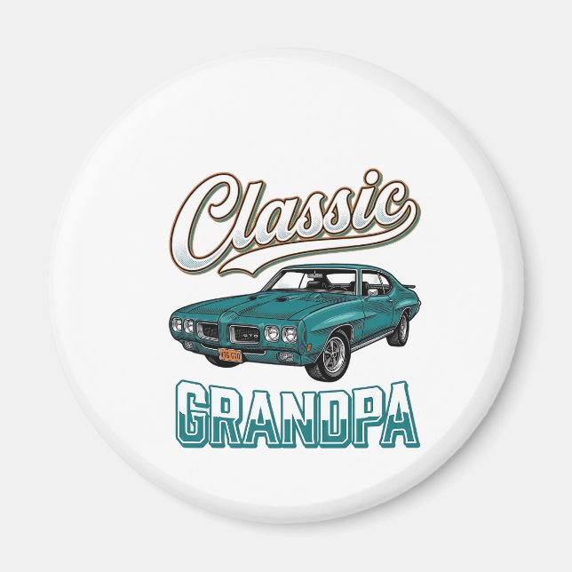 Íman Camiseta Clássica do Vô com Carro Antigo Design_1 (Frente)