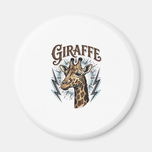 Íman Camiseta com desenho de girafa e relâmpago gravado (Frente)