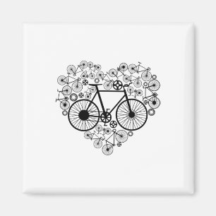 Íman Camiseta Coração de Bicicletas Fofa Mtb Corrida de
