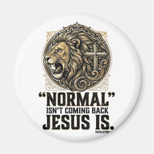 Íman Camiseta Cristã Cruz do Leão Jesus Está Voltando