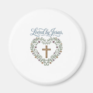 Íman Camiseta Cristã Cruz Floral Amada por Jesus Desi
