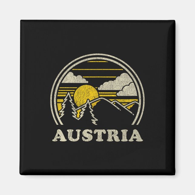 Íman Camiseta da Áustria Vintage Caminhada Montanhas  (Frente)