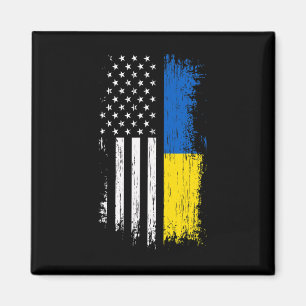 Íman Camiseta da Bandeira Ucraniana Americana - Orgulho