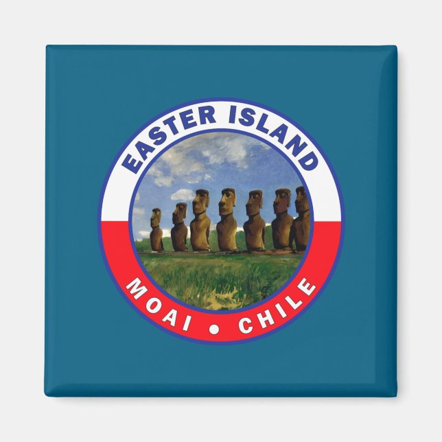 Íman camiseta de aquarela da ilha de Páscoa chile  (Frente)