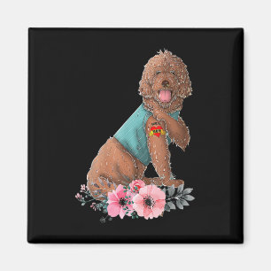 Íman Camiseta de Cachorro Labradoodle Eu Amo Mãe Tatuag