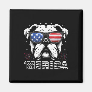 Íman Camiseta de Cachorro Patriótica Bulldog 4 de Julho