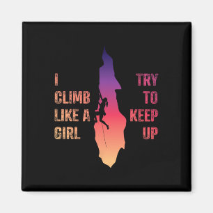 Íman Camiseta de Escalada Feminina Eu Escalo Como Uma G