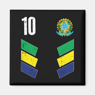 Íman Camiseta de Fã de Futebol Número 10 Bandeira do Br