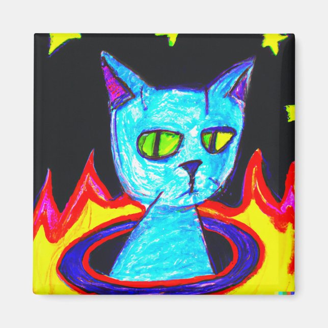 Íman Camiseta de gato descontente (Frente)