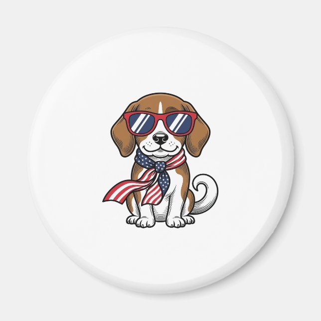 Íman Camiseta de Óculos de Sol de Cachorro Beagle Patri (Frente)