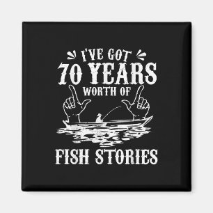 Íman Camiseta De Pescador De Aniversário De 70 Anos Pre