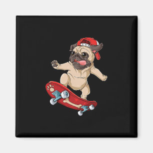 Íman Camiseta De Skate Pug Cachorro Cachorrinho Skater 