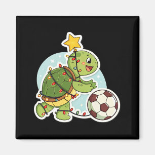 Íman Camiseta de Tartaruga de Natal Com Bola de Futebol