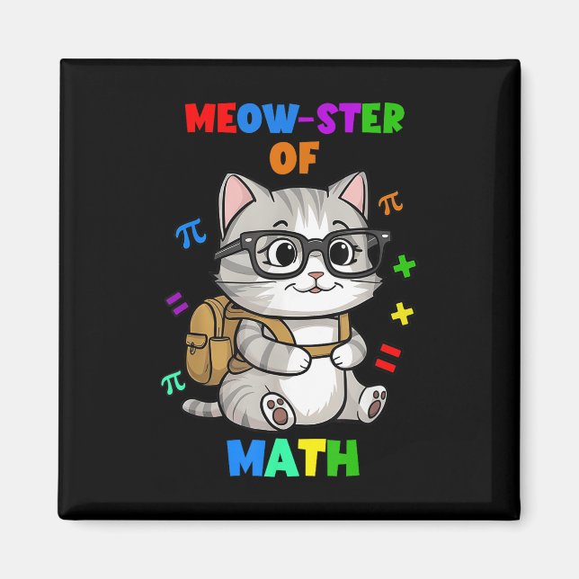 Íman Camiseta Divertida de Gato de Matemática – Mestre  (Frente)