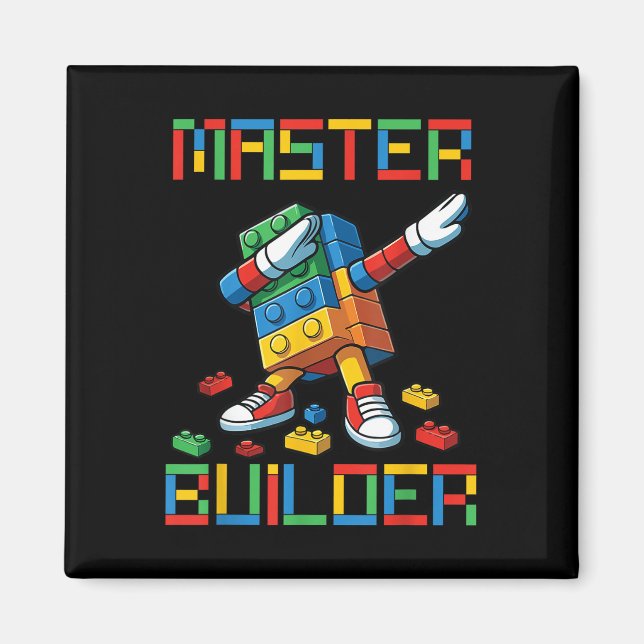 Íman Camiseta do Construtor Mestre Blocos Tijolos Const (Frente)