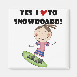 Íman Camiseta e presentes da menina da snowboarding