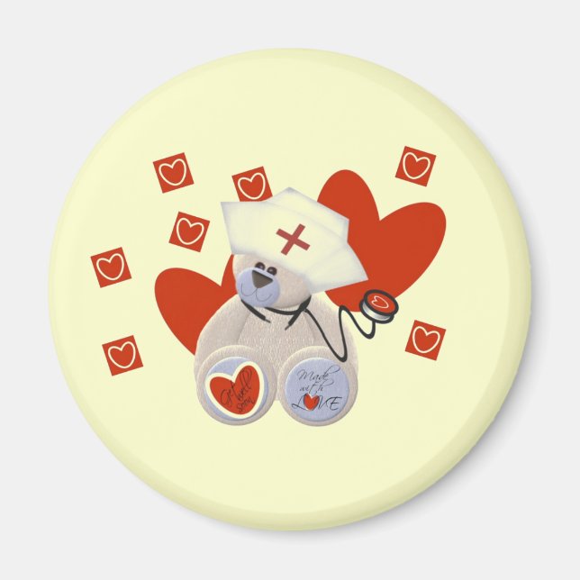 Íman Camiseta e presentes do amor da enfermeira do urso (Frente)