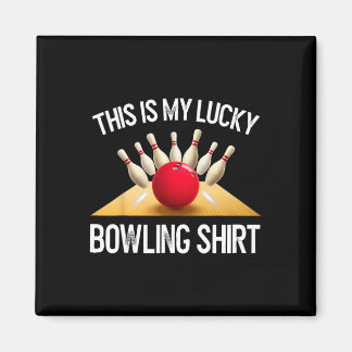 Íman Camiseta engraçada da equipe de boliche sortuda vi