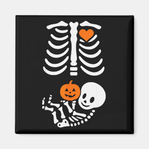 Íman Camiseta engraçada de Halloween de esqueleto grávi