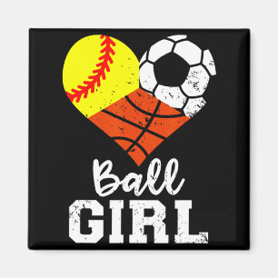 Íman Camiseta engraçada de menina softll futebol sketll