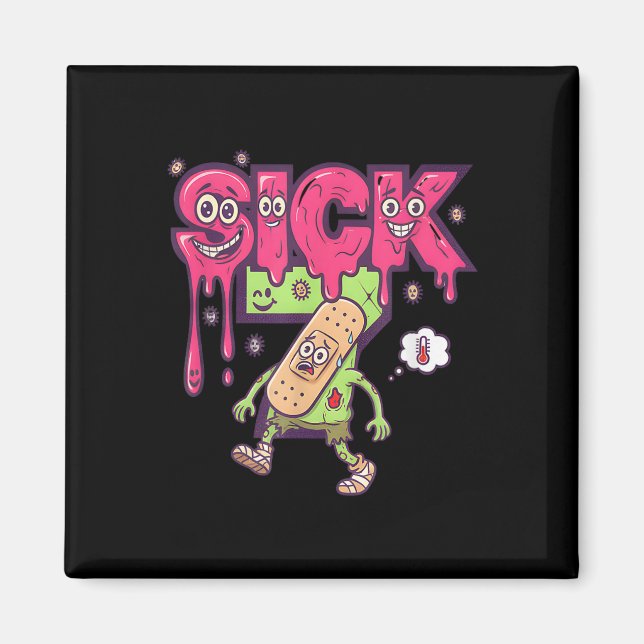 Íman Camiseta engraçada do meme dos sete doentes seis s (Frente)