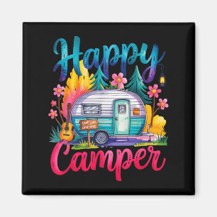 Íman Camiseta engraçada feliz campista camping trailer 