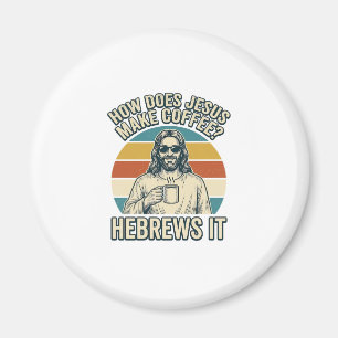 Íman Camiseta Engraçada Jesus Café Desenho Antigo_