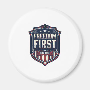 Íman Camiseta Escudo Patriótico Freedom First EUA 1776