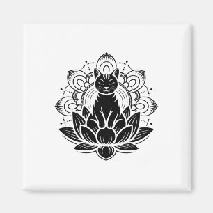 Íman Camiseta Espiritualidade Yoga Flor de Lótus Gato M