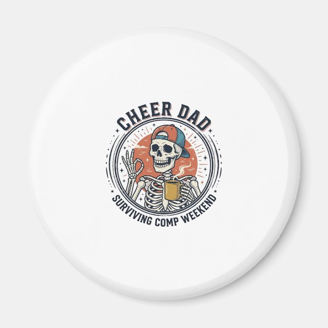 Íman Camiseta Esqueleto Fim de Semana de Comp Cheer Pai (Frente)