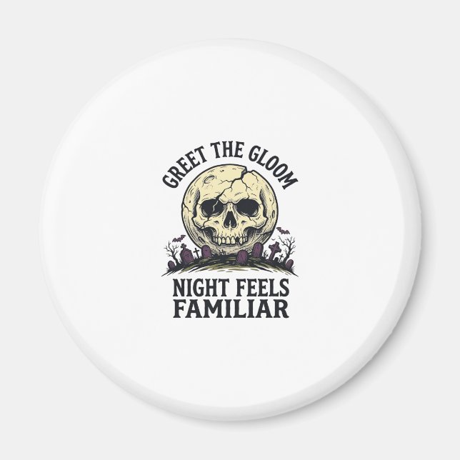 Íman Camiseta Gráfica Crânio Lua Assustadora de Hallowe (Frente)