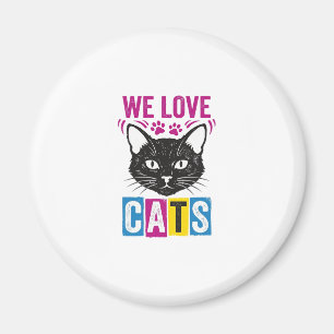 Íman Camiseta Gráfica Rosto de Gato Nós Amamos Gatos Vi