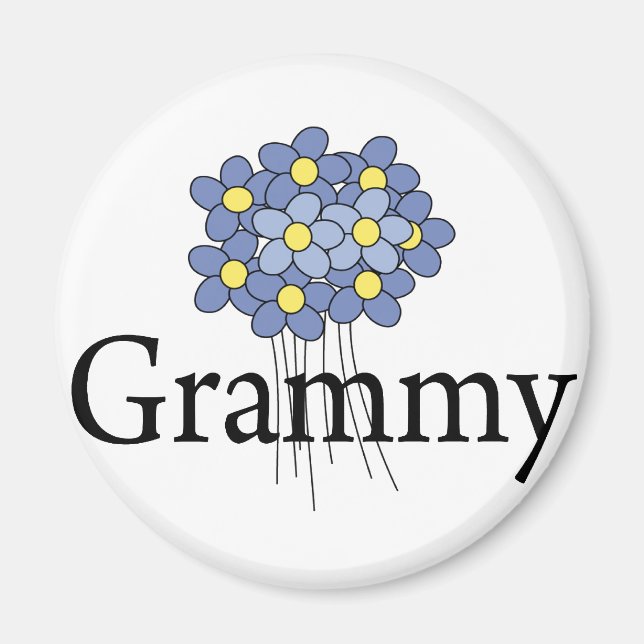 Íman Camiseta Grammy Flor Azul Bonita (Frente)