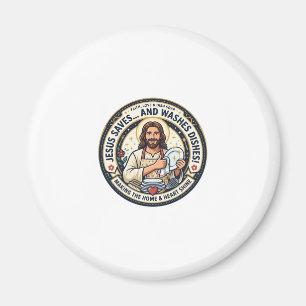 Íman Camiseta Humor Tarefas de Lavanderia Jesus Gráfico