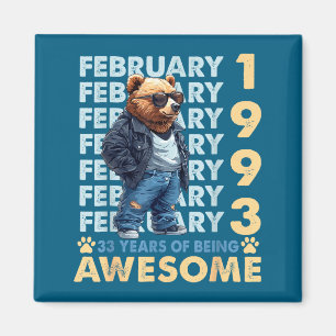 Íman Camiseta Legal Urso de 33º Aniversário Fevereiro 1