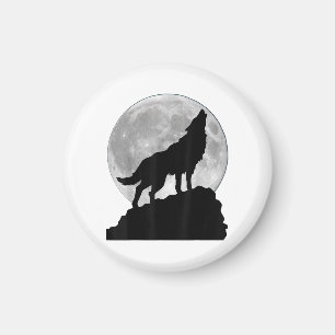 Íman Camiseta Lobo à Luz da Lua - Cachorro legal uivand