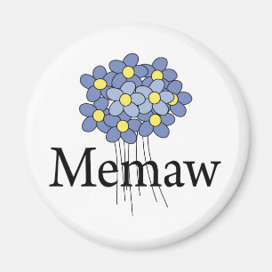 Íman Camiseta Memaw Flor Azul Bonita