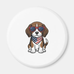 Íman Camiseta Óculos de Sol Cachorrinho Beagle Patrióti