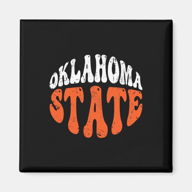 Íman Camiseta Oklahoma State.retro Design Angustiado Vi (Frente)