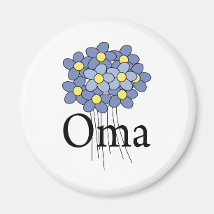 Íman Camiseta Oma Flor Azul Bonita