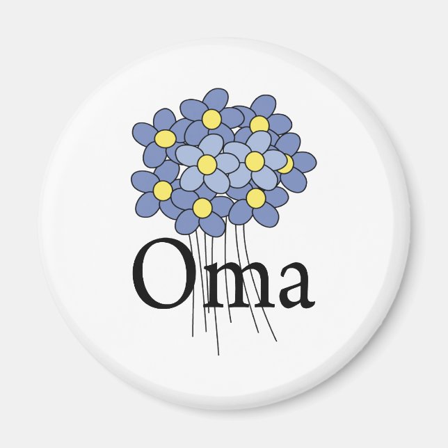 Íman Camiseta Oma Flor Azul Bonita (Frente)