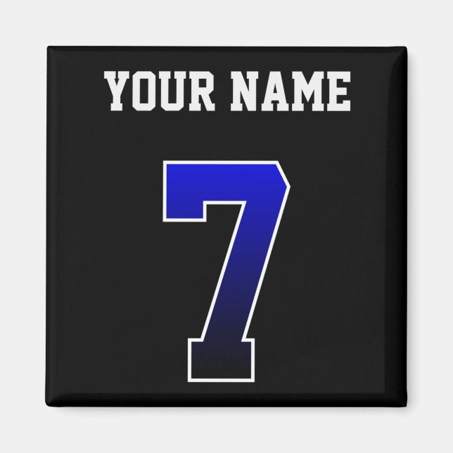 Íman Camiseta Personalizada Azul Número 7 Custom  (Frente)