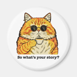 Íman Camiseta Qual é a Sua História, Gato Sarcástico
