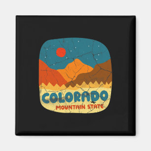 Íman Camiseta Retro das Montanhas Rochosas do Estado do