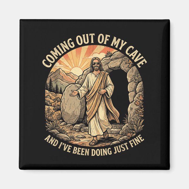 Íman Camiseta Saindo da Caverna Jesus Religião Cristã (Frente)