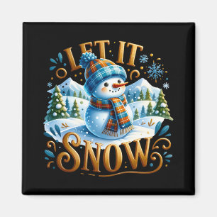 Íman Camiseta Tema Natal Deixe Nevar Snowman Fofo