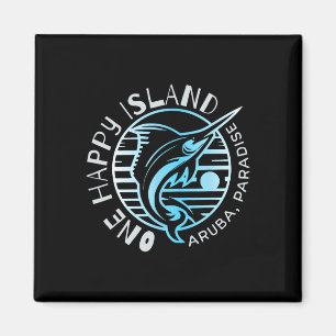 Íman Camiseta Uma Ilha Feliz Aruba Peixe Vela Pesca Tip