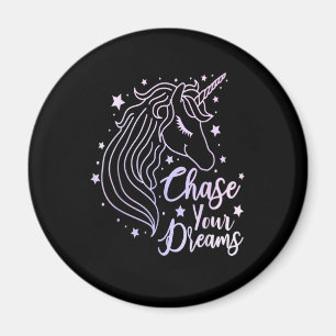 Íman Camiseta Unicórnio Persiga Seus Sonhos Meninas Ros